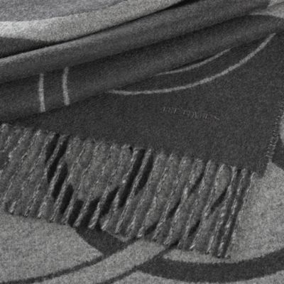 ❤お得なお品❤クリーニング済 カシミヤマフラー ブラックｘダークグレー エルメス ❤お得なお品❤クリーニング済 カシミヤマフラー ブラックx